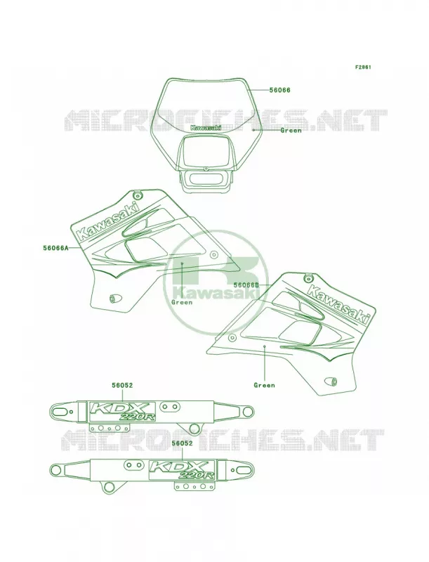 DecalsGreenA10 Kawasaki MOTOS 220 2005 KDX220R  KDX220-A12