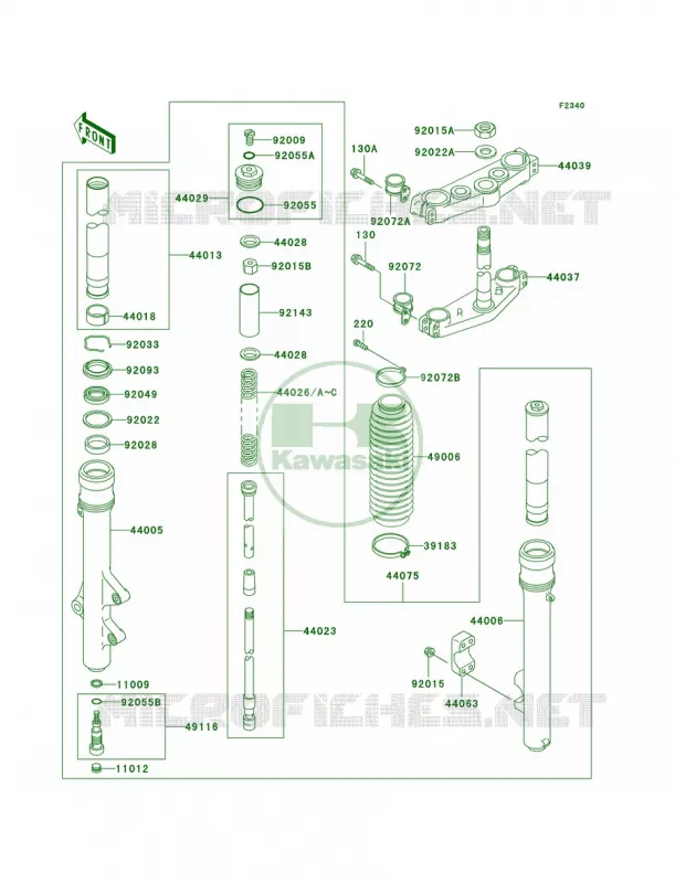 Front Fork Kawasaki MOTOS 220 2005 KDX220R  KDX220-A12