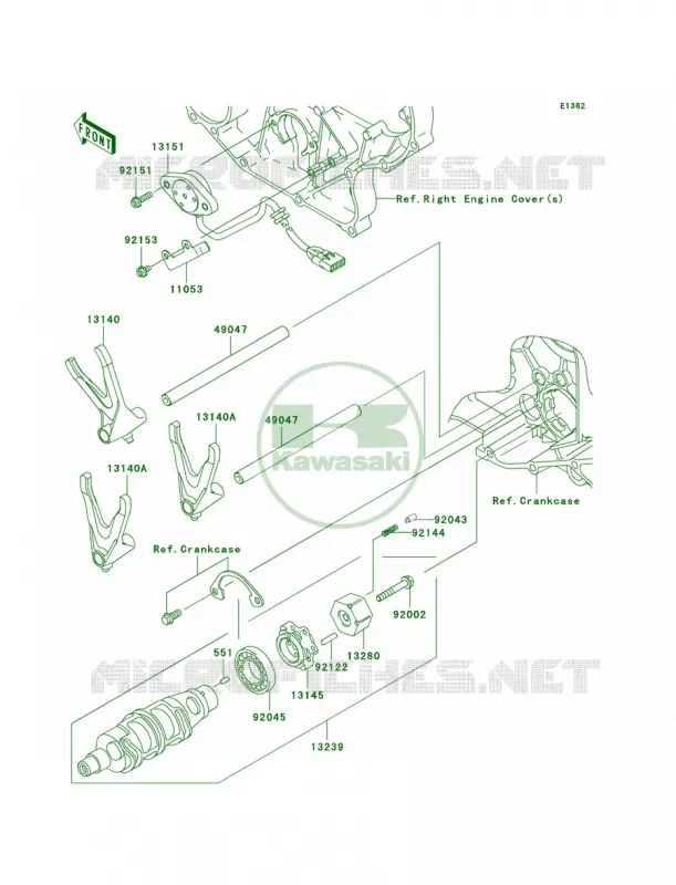 Gear Change DrumShift ForksA1 Kawasaki MOTOS 2000 2004 Vulcan 2000  VN2000-A1