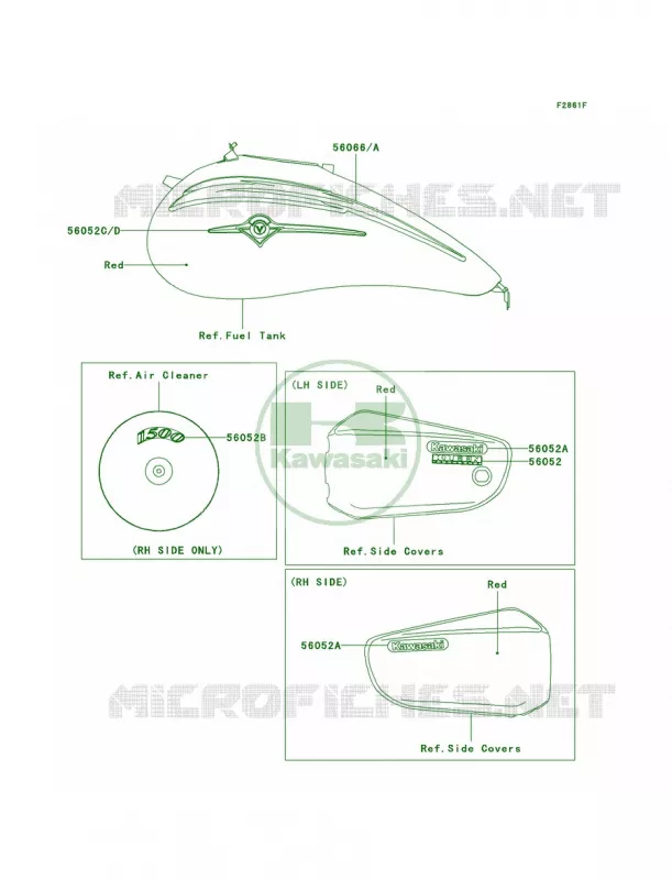 DecalsRedVN1500-P2 Kawasaki MOTOS 1500 2003 Vulcan 1500 Mean Streak  VN1500-P2