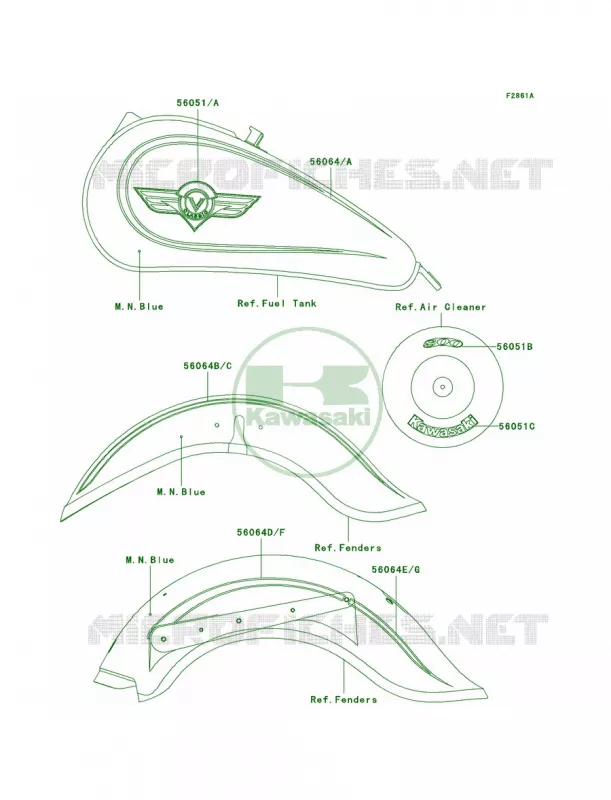DecalsM.N.BlueVN800-B6 Kawasaki MOTOS 800 2003 Vulcan 800 Classic  VN800-B8