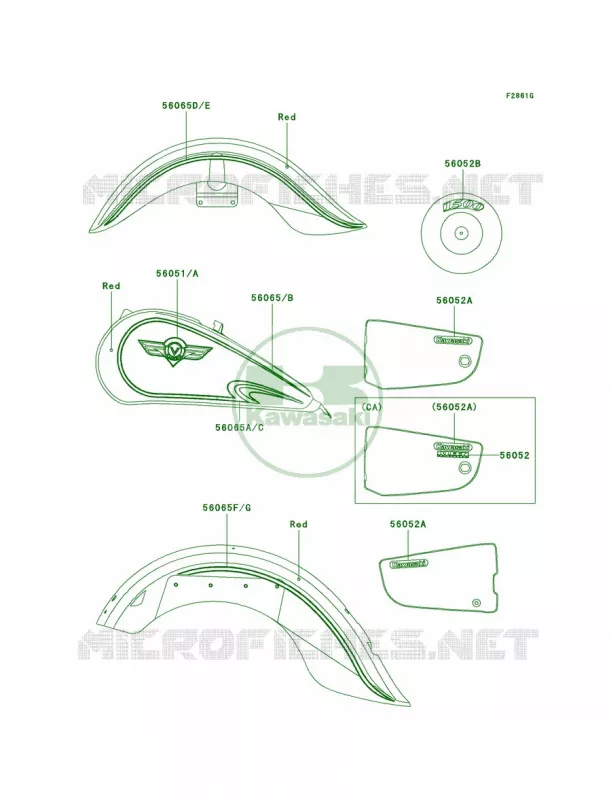 DecalsRedVN1500-E5 Kawasaki MOTOS 1500 2002 Vulcan 1500 Classic  VN1500-E5
