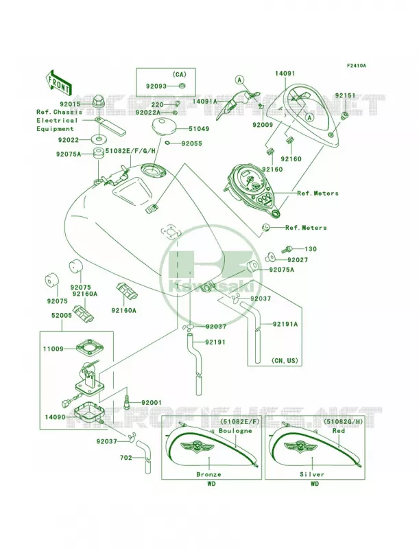 Fuel TankVN1500-N3 Kawasaki MOTOS 1500 2002 Vulcan 1500 Classic Fi  VN1500-N3