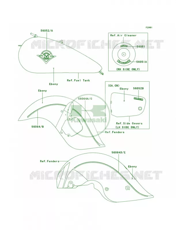 DecalsEbonyR1 Kawasaki MOTOS 1500 2002 Vulcan 1500 Drifter  VN1500-R2
