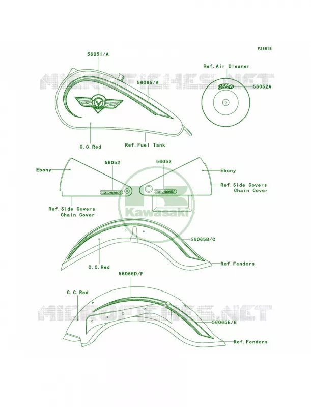 DecalsC.C.RedVN800-B7 Kawasaki MOTOS 800 2002 Vulcan 800 Classic  VN800-B7
