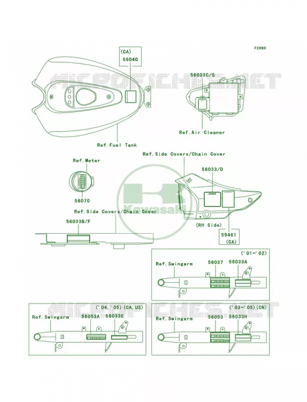 Labels Kawasaki MOTOS 125 2001 Eliminator 125  BN125-A4