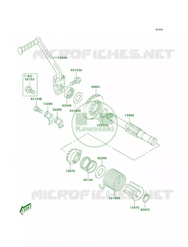 Kickstarter Mechanism Kawasaki MOTOS 125 2005 KLX125  KLX125-A3