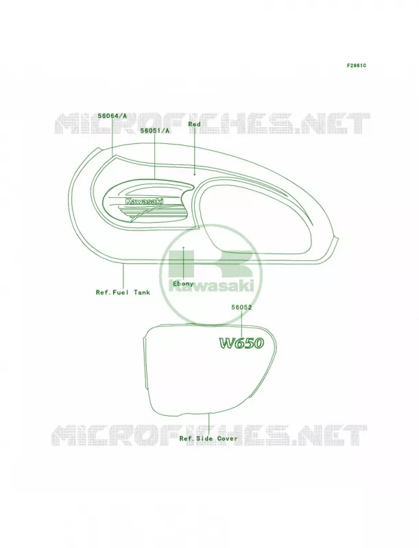 DecalsRedEbonyEJ650-A3 Kawasaki MOTOS 650 2001 W650  EJ650-A3