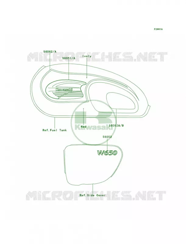 DecalsRedIvoryEJ650-A2 Kawasaki MOTOS 650 2001 W650  EJ650-A3