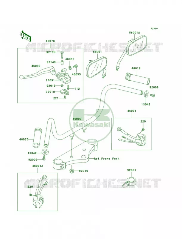 Handlebar Kawasaki MOTOS 500 2001 Vulcan 500 LTD  EN500-C6
