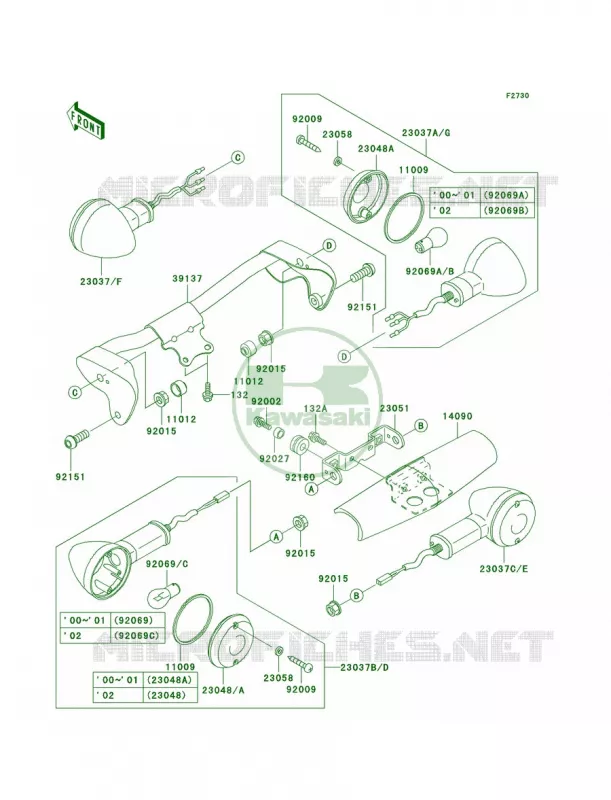 Turn Signals Kawasaki MOTOS 1500 2001 Vulcan 1500 Classic Fi  VN1500-N2