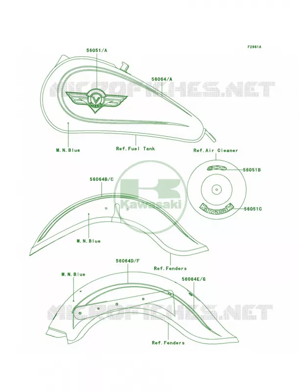 DecalsM.N.BlueVN800-B6 Kawasaki MOTOS 800 2001 Vulcan 800 Classic  VN800-B6