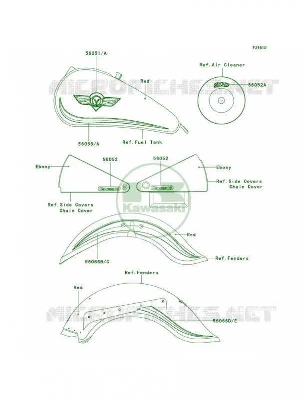 DecalsRedVN800-B8 Kawasaki MOTOS 800 2001 Vulcan 800 Classic  VN800-B6