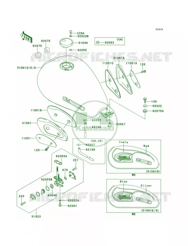 Fuel TankEJ650-A2 Kawasaki MOTOS 650 2000 W650  EJ650-A2