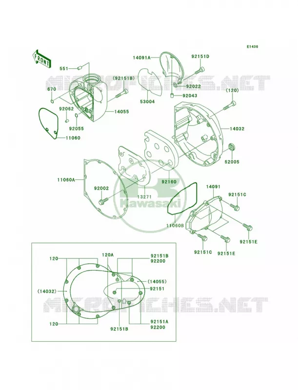 Right Engine Covers Kawasaki MOTOS 650 2000 W650  EJ650-A2
