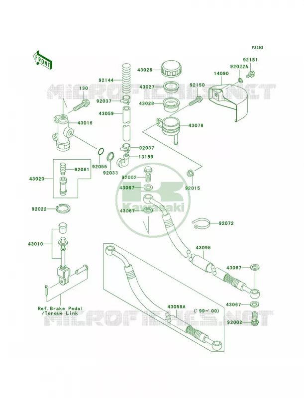 Rear Master Cylinder Kawasaki MOTOS 1500 2000 Vulcan 1500 Classic  VN1500-E3