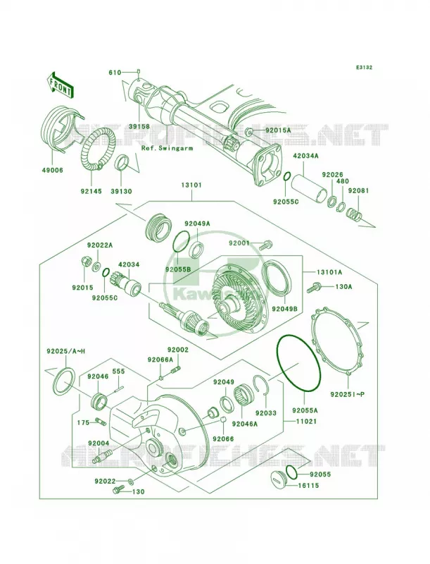 Drive ShaftFinal Gear Kawasaki MOTOS 1500 2000 Vulcan 1500 Drifter  VN1500-J2