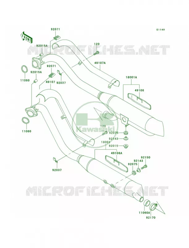 Mufflers Kawasaki MOTOS 800 2000 Vulcan 800  VN800-A6
