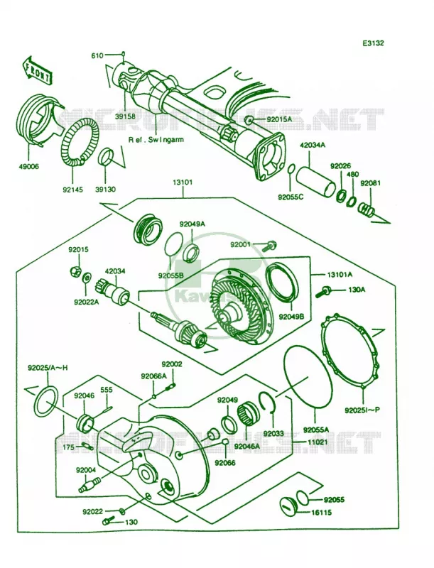 Drive ShaftFinal Gear Kawasaki MOTOS 1500 1999 Vulcan 1500  VN1500-A13