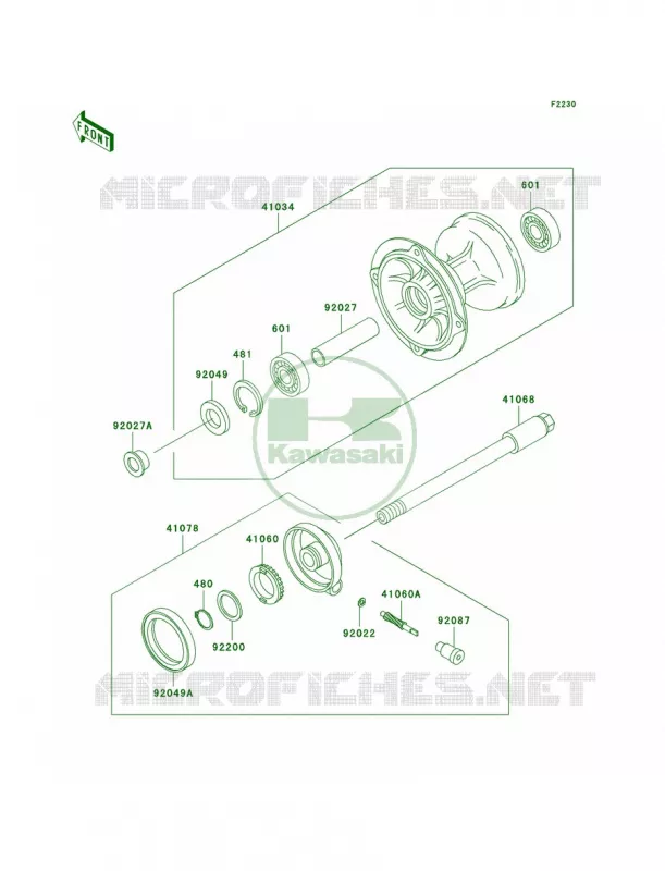 Front Hub Kawasaki MOTOS 300 2005 KLX300R  KLX300-A10
