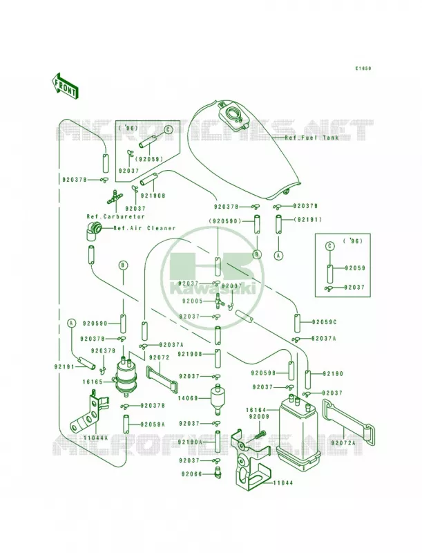 Fuel Evaporative System Kawasaki MOTOS 600 1996 Eliminator 600  ZL600-B2