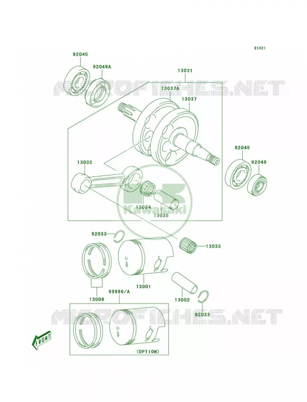 Crankshaft Kawasaki MOTOS 50 2004 KDX50  KDX50-A2