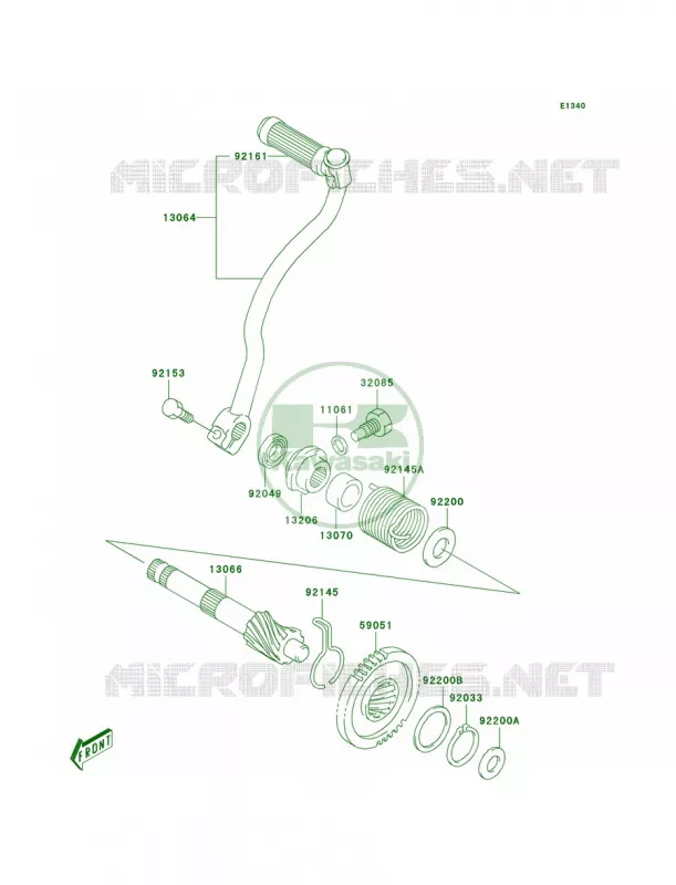 Kickstarter Mechanism Kawasaki MOTOS 50 2004 KDX50  KDX50-A2