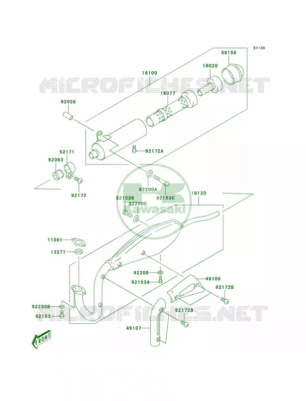 Mufflers Kawasaki MOTOS 50 2004 KDX50  KDX50-A2