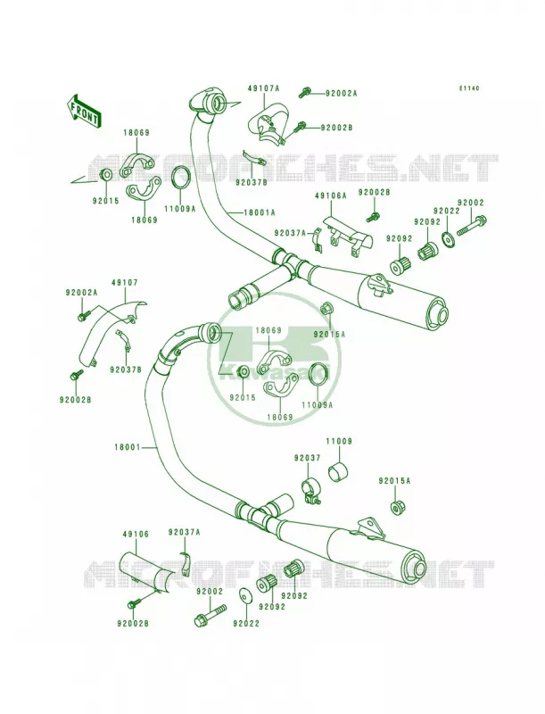Mufflers Kawasaki MOTOS 500 1993 Vulcan 500  EN500-A4