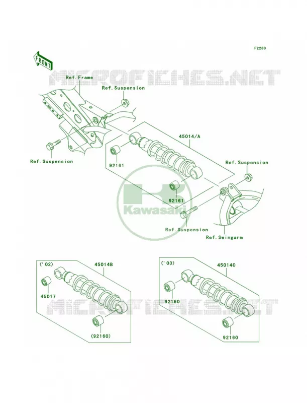Shock Absorbers Kawasaki MOTOS 110 2004 KLX110  KLX110-A3