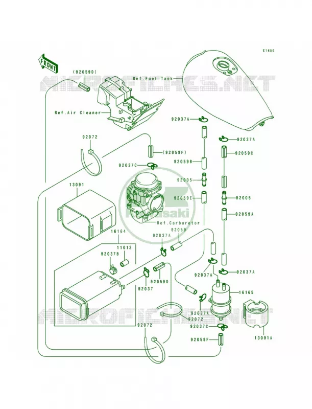 Fuel Evaporative System Kawasaki MOTOS 250 1991 Eliminator 250  EL250-E1
