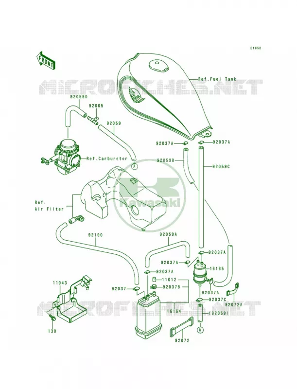 Fuel Evaporative System Kawasaki MOTOS 500 1991 Vulcan 500  EN500-A2