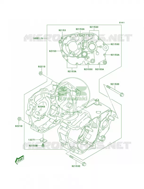 Crankcase Kawasaki MOTOS 125 2004 KLX125  KLX125-A2