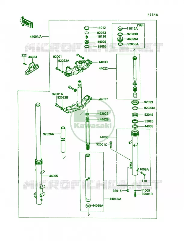 Front Fork Kawasaki MOTOS 450 1989 454 LTD  EN450-A5