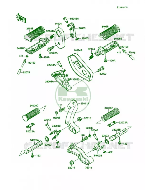 Footrests Kawasaki MOTOS 1500 1989 Vulcan 88 SE  VN1500-B3
