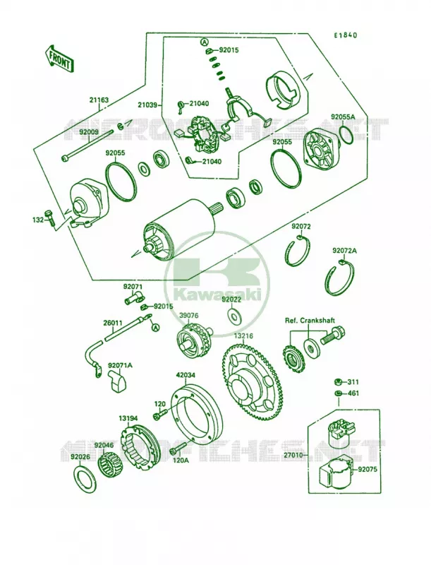 Starter Motor Kawasaki MOTOS 1500 1989 Vulcan 88 SE  VN1500-B3