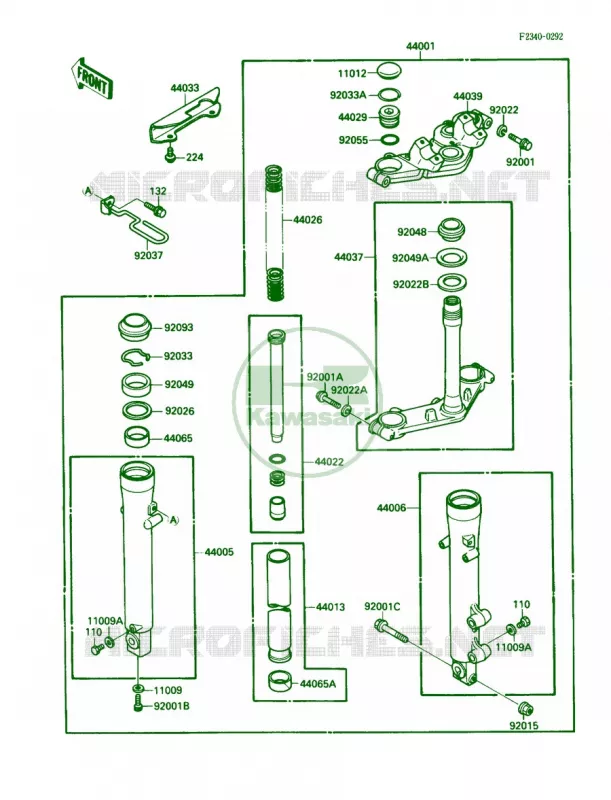 Front Fork Kawasaki MOTOS 250 1988 Eliminator 250  EL250-B2