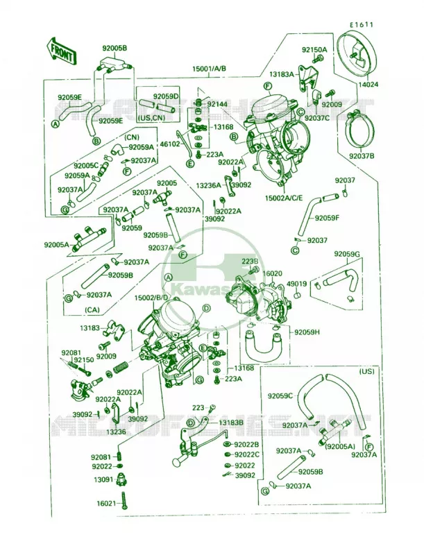 Carburetor Kawasaki MOTOS 1500 1988 Vulcan 88  VN1500-A2