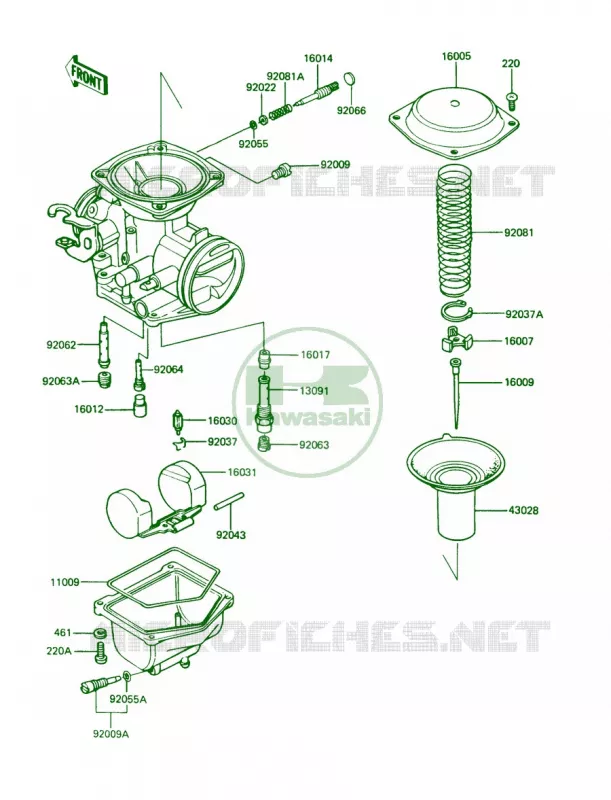 Carburetor Parts Kawasaki MOTOS 305 1987 LTD  KZ305-B2