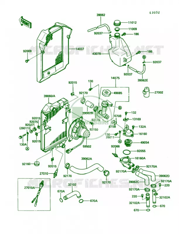 Radiator Kawasaki MOTOS 450 1985 454 LTD  EN450-A1