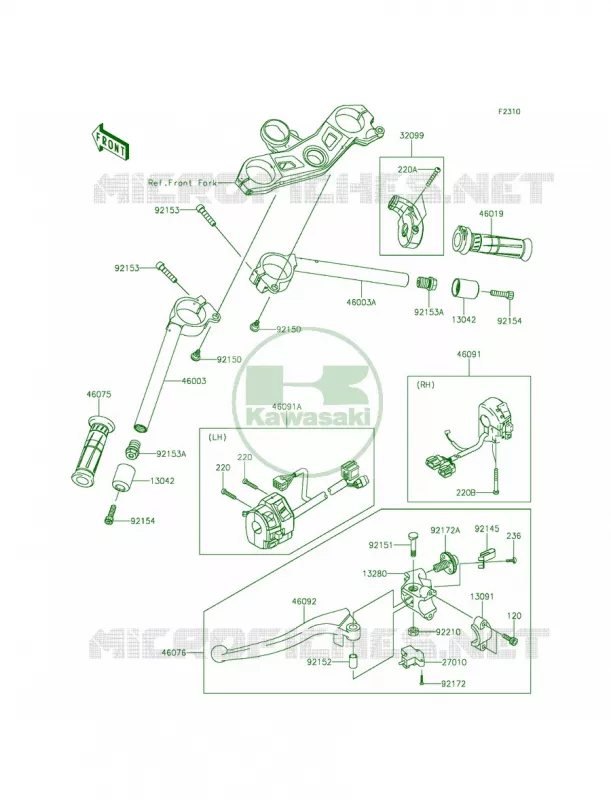 Handlebar Kawasaki MOTOS 1000 2015 Ninja ZX-10R  ZX1000JFF