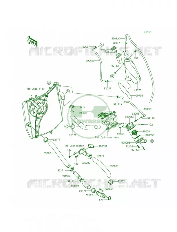 Water Pipe Kawasaki MOTOS 1000 2015 Ninja ZX-10R 30th Anniversary  ZX1000JFFA