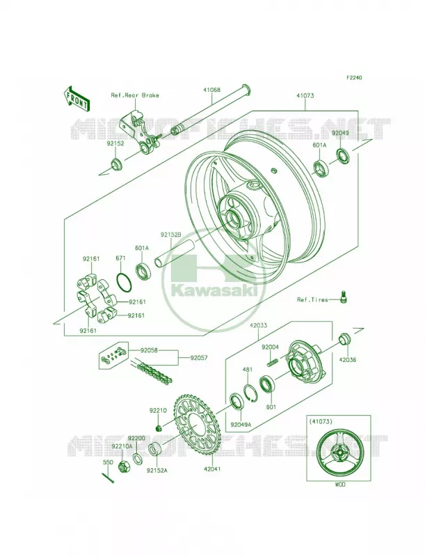 Rear WheelChain Kawasaki MOTOS 1000 2015 Ninja ZX-10R ABS  ZX1000KFF