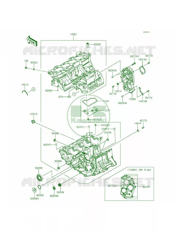 Crankcase Kawasaki MOTOS 636 2015 Ninja ZX-6R  ZX636FFF