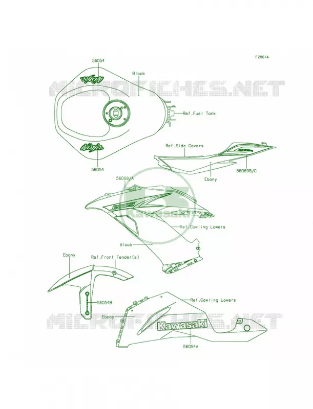 DecalsBlackFDF Kawasaki MOTOS 636 2015 Ninja ZX-6R  ZX636FFF