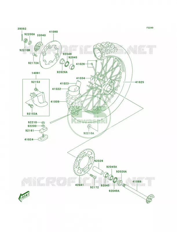 Rear Hub Kawasaki MOTOS 400 2004 KLX400R  KLX400-B2