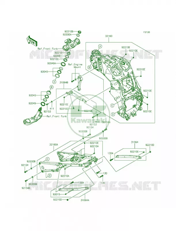Frame Kawasaki MOTOS 1400 2015 Ninja ZX-14R ABS 30th Anniversary  ZX1400FFFB