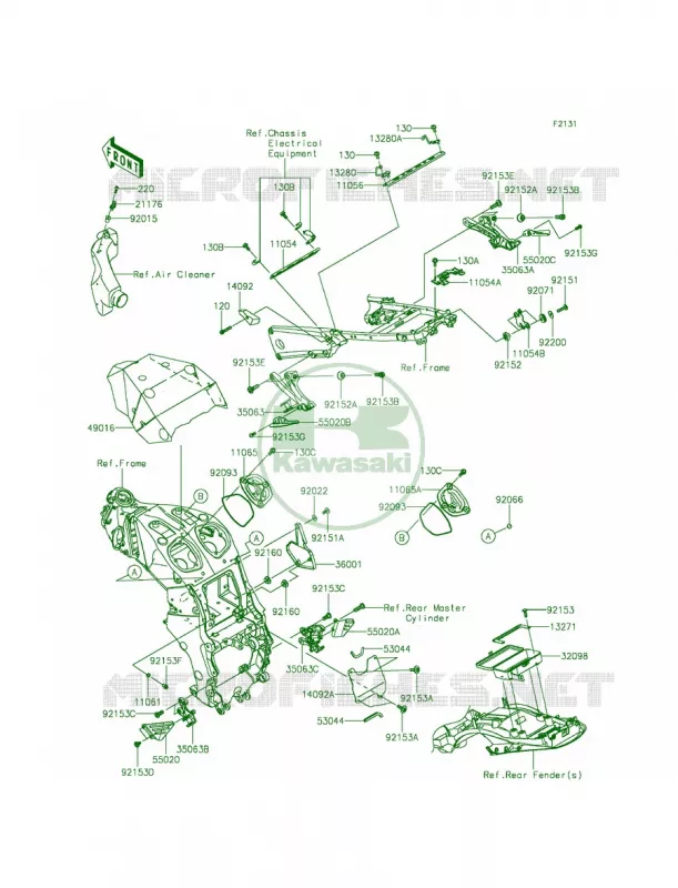 Frame Fittings Kawasaki MOTOS 1400 2015 Ninja ZX-14R ABS  ZX1400FFFA