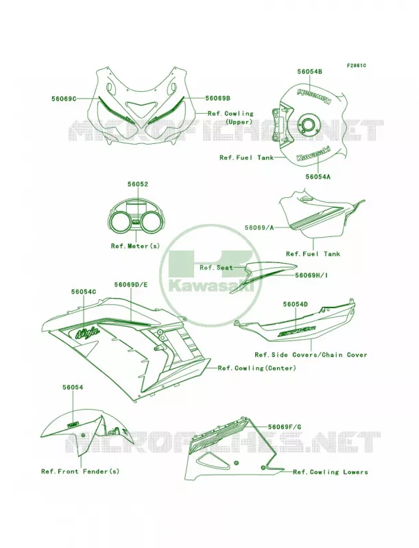 DecalsBlackFDFA Kawasaki MOTOS 1400 2014 Ninja ZX-14R ABS  ZX1400FEFA