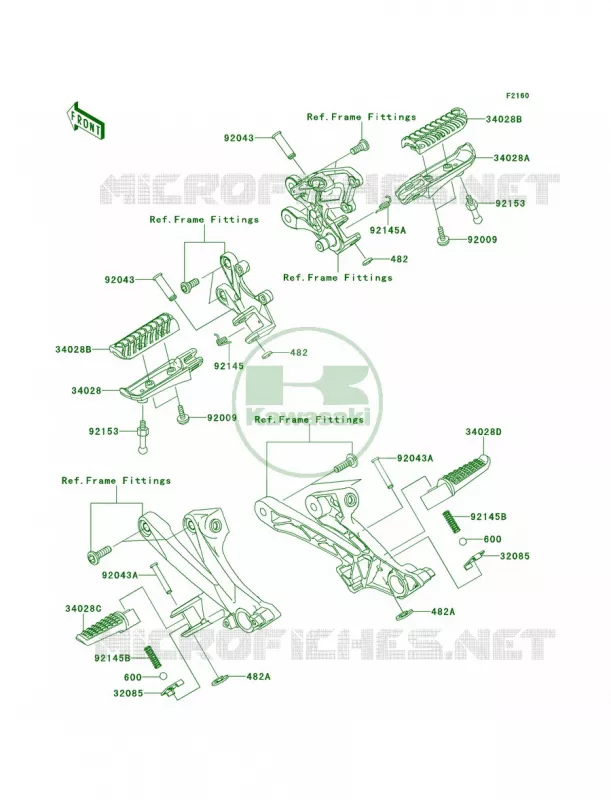 Footrests Kawasaki MOTOS 1400 2014 Ninja ZX-14R ABS  ZX1400FEFA